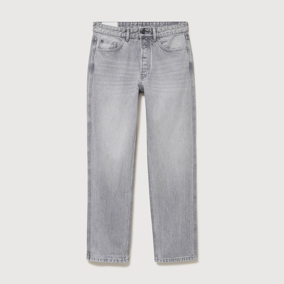 Jeans large longueur 34 en coton denim snow gris homme