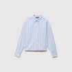 Chemise droite manches longues ray&eacute;e bleu clair femme