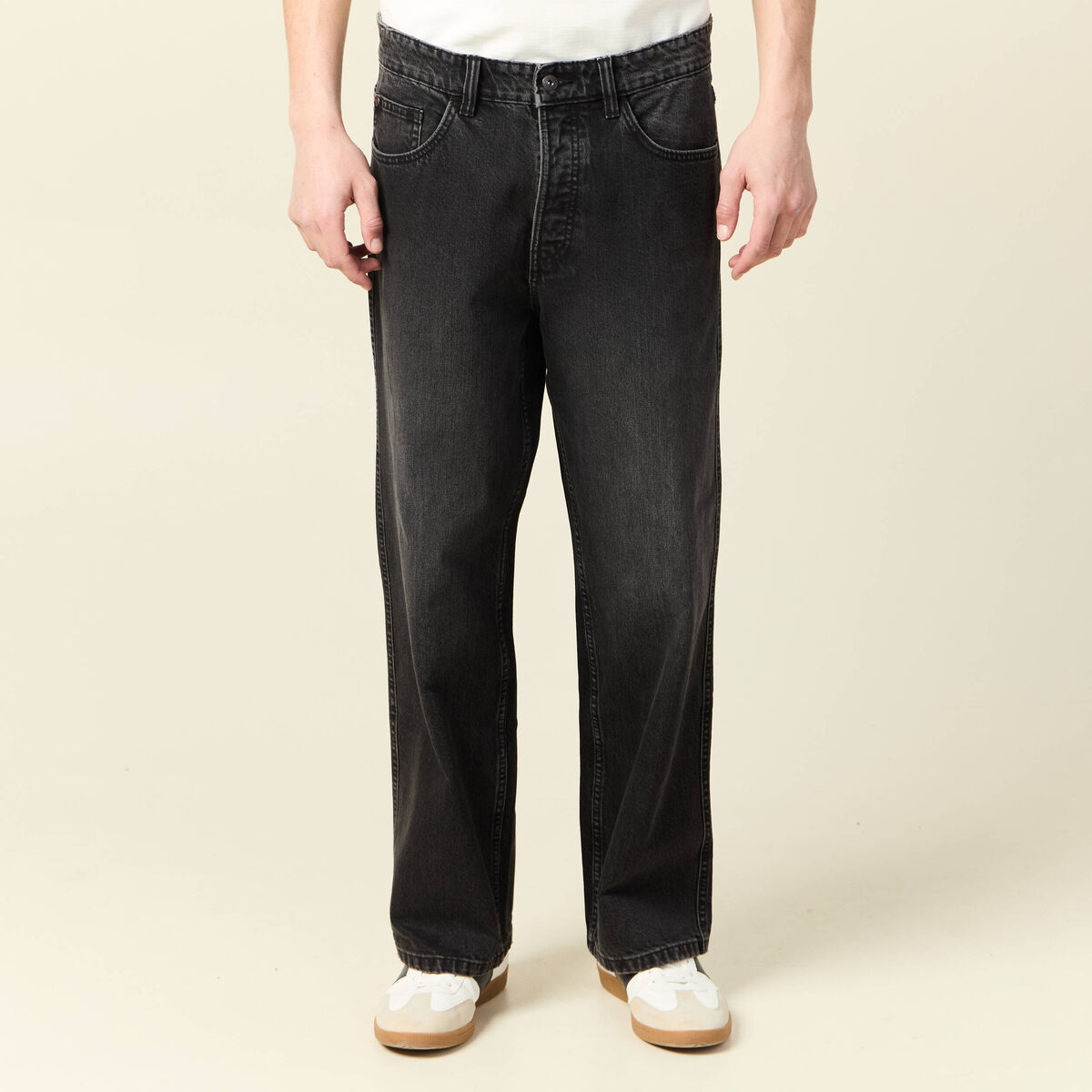 Jeans large 5 poches denim snow noir homme