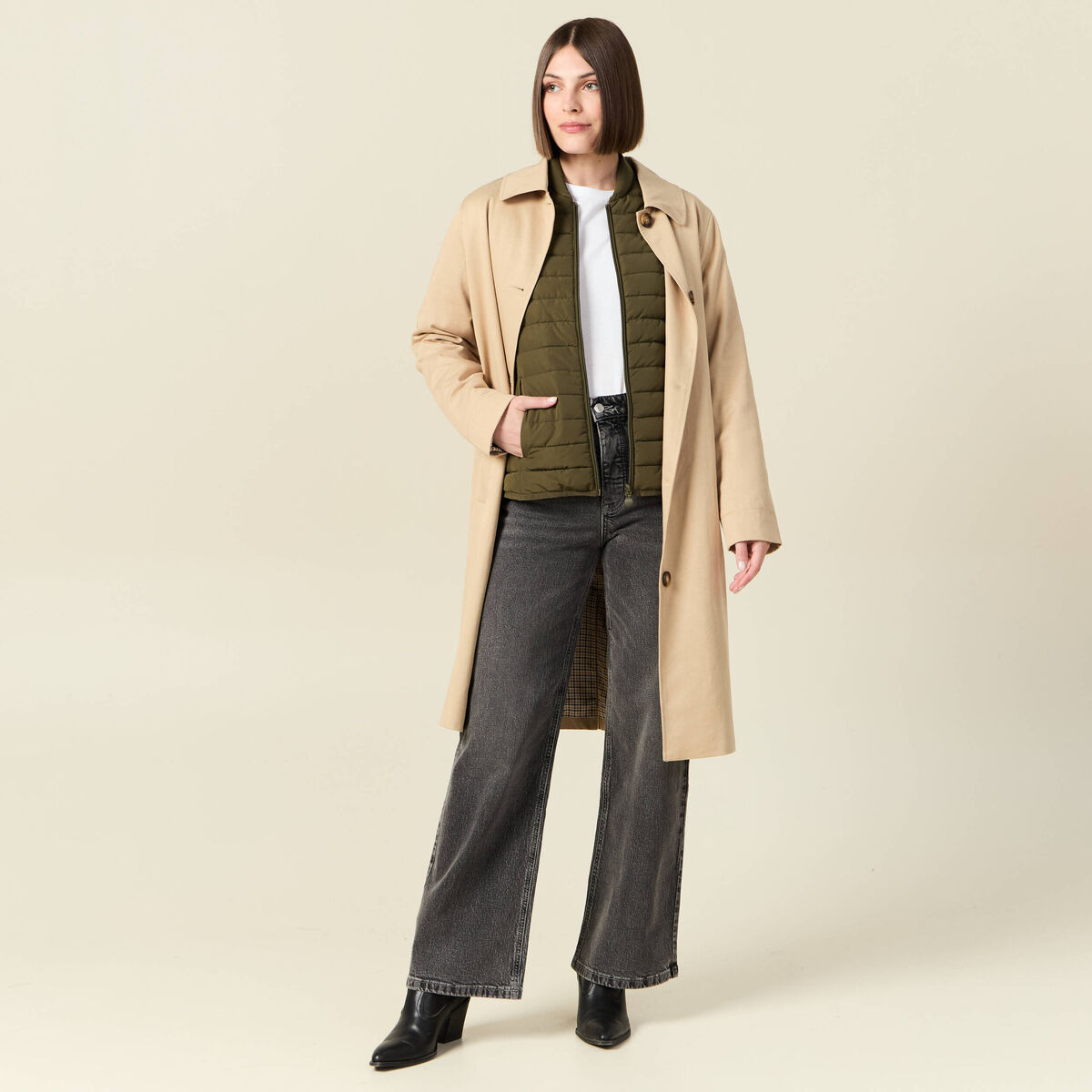 Doudoune éco-responsable vert kaki femme