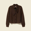 Pull col rond manches longues marron fonc&eacute; femme