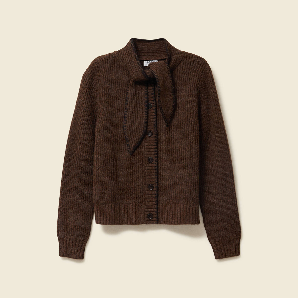 Pull col rond manches longues marron fonc&eacute; femme