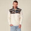 Sweat col camionneur zippé ecru homme