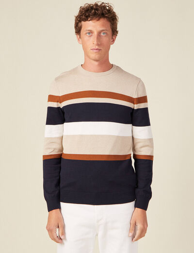 Pull manches longues marron homme