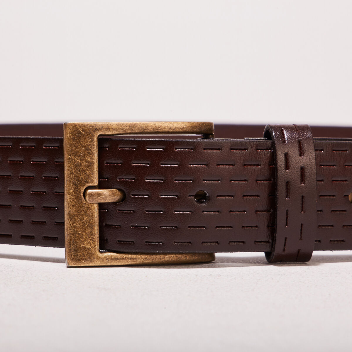 Ceinture en cuir marron fonc&eacute; homme