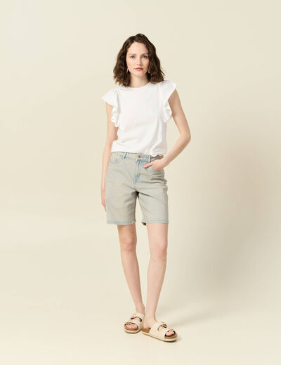 Bermuda droit en jean bleu ciel femme