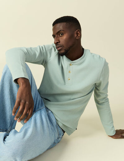 T-shirt manches longues vert pastel homme