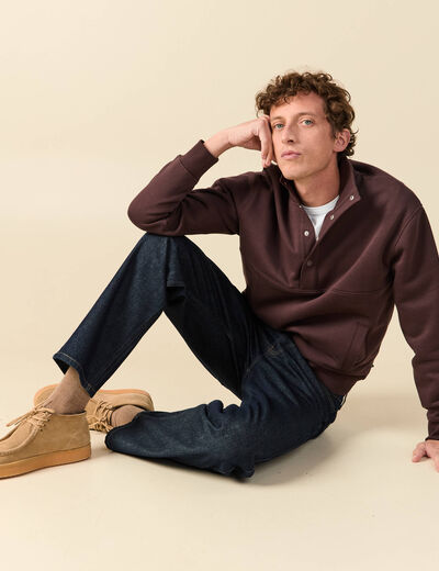 Sweat manches longues marron fonc&eacute; homme