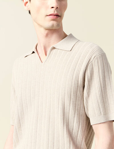 Polo manches courtes beige homme