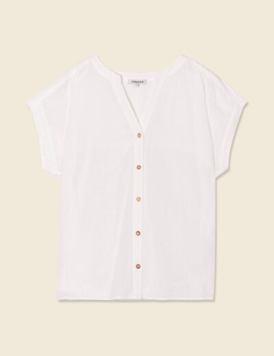 Chemise manches courtes ecru femme