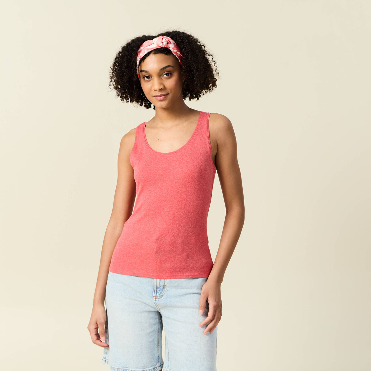 Débardeur femme uni col arrondi Instinct rouge femme