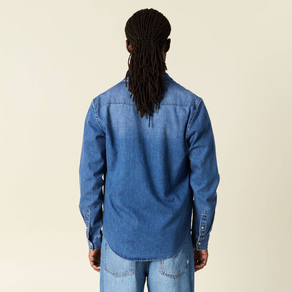 Chemise manches longues denim stone homme