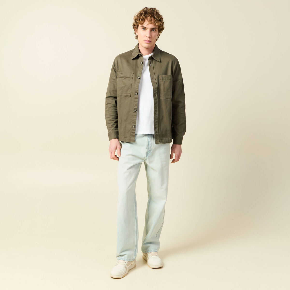 Surchemise manches longues taupe homme