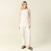 Salopette droite en jean denim blanc femme