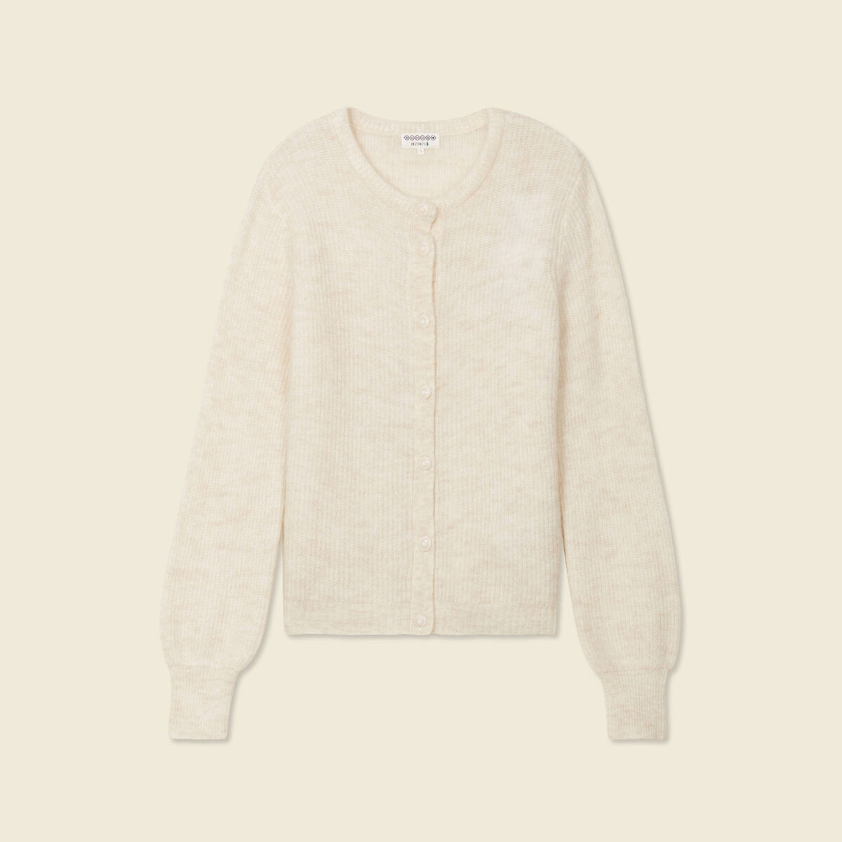 Gilet manches longues creme femme