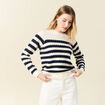 Pull manches longues bleu marine femme