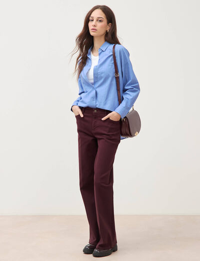 Jeans flare taille standard bordeaux femme