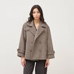Caban oversize court col tailleur marron femme