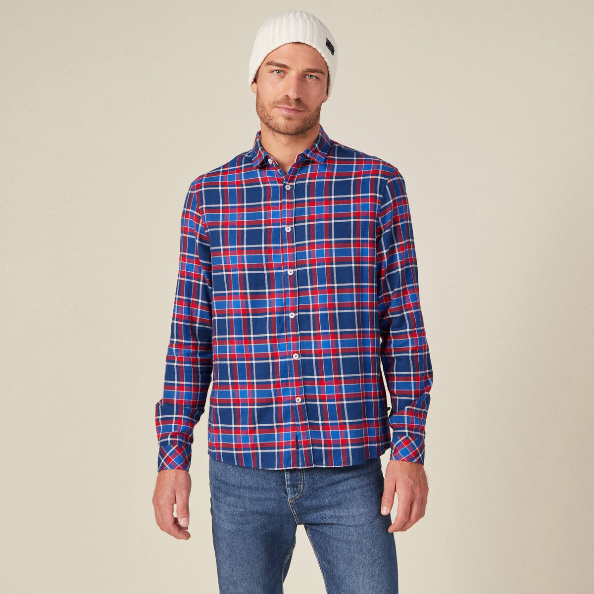 Chemise manches longues bleu electrique homme