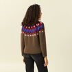Pull col rond manches longues vert kaki femme