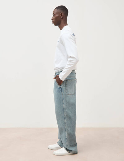 Jeans loose longueur 32 en coton denim dirty homme
