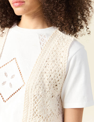 Gilet sans manches ecru femme