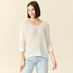 Pull col en V éco-responsable ecru femme