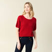 Pull manches courtes rose framboise femme