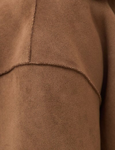 Manteau r&eacute;versible oversize court marron femme