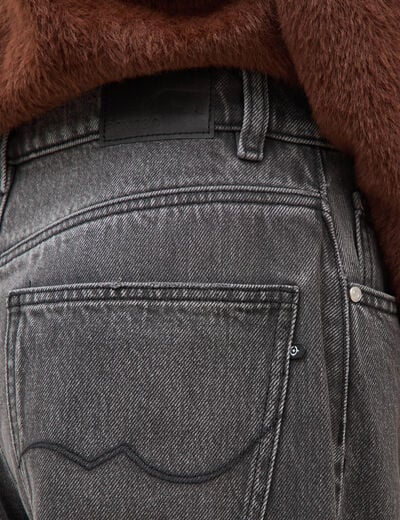 Jeans barrel taille standard denim gris femme
