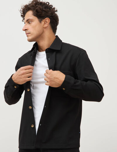 Surchemise droite col am&eacute;ricain noir homme