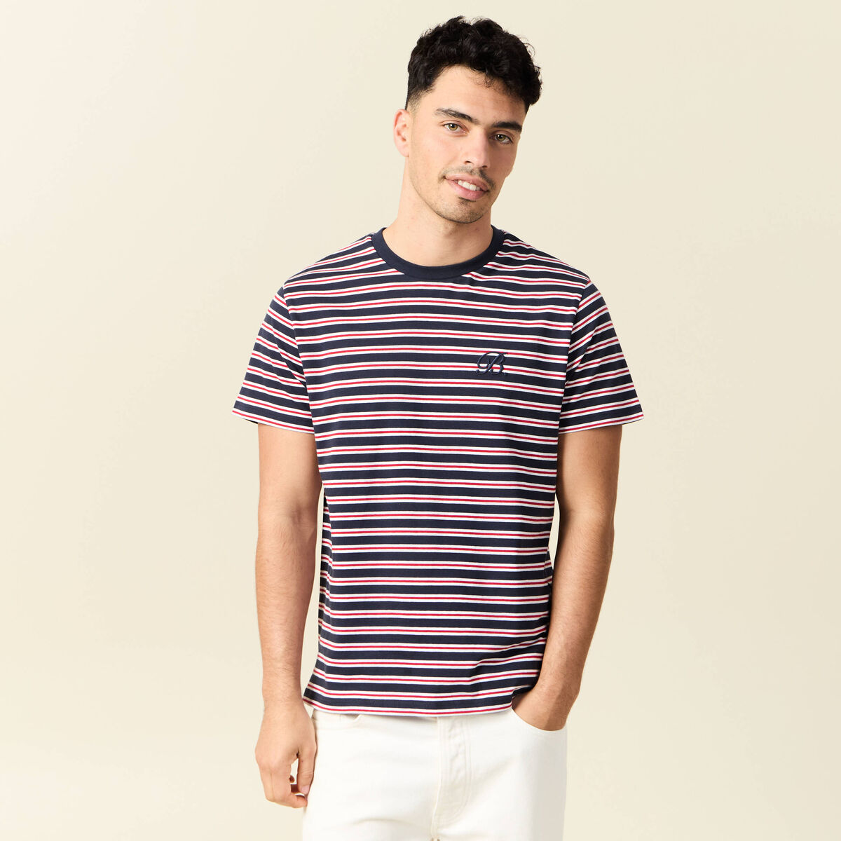 T-shirt manches courtes bleu marine homme