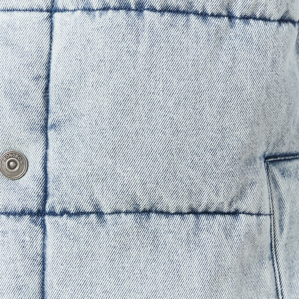 Doudoune sans manches en jean denim bleach homme