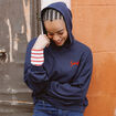 Sweat oversize &agrave; capuche en coton bleu marine femme