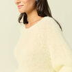 Pull manches longues col rond jaune femme