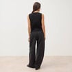 Gilet droit court sans manches col v noir femme