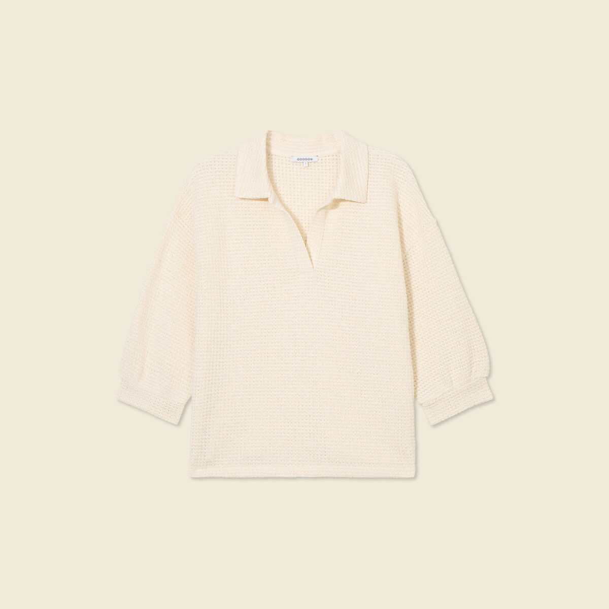 Polo manches 3/4 brillant ecru femme