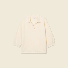 Polo manches 3/4 brillant ecru femme