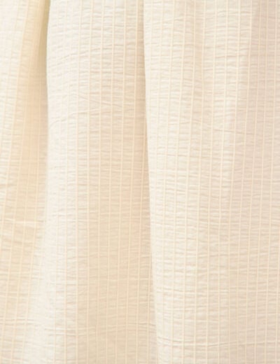 Robe en coton &agrave; bretelles col carr&eacute; ivoire femme