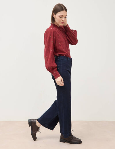 Jeans large taille haute denim brut rinse femme