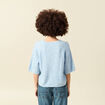 Pull col v manches 3/4 bleu ciel femme