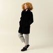 Manteau long laine mouton noir femme