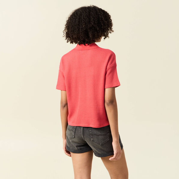Polo en maille rouge femme