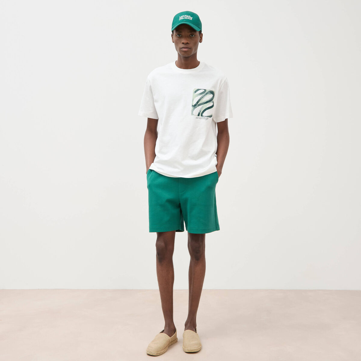 T-shirt ample en coton manches courtes ecru homme