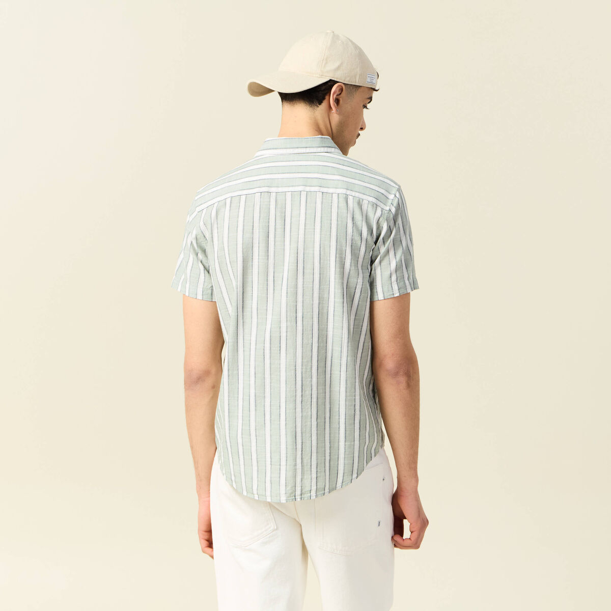 Chemise manches courtes vert olive homme