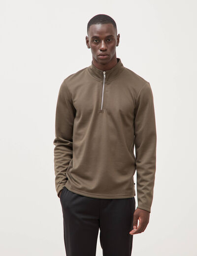 Sweat droit col montant manches longues taupe homme
