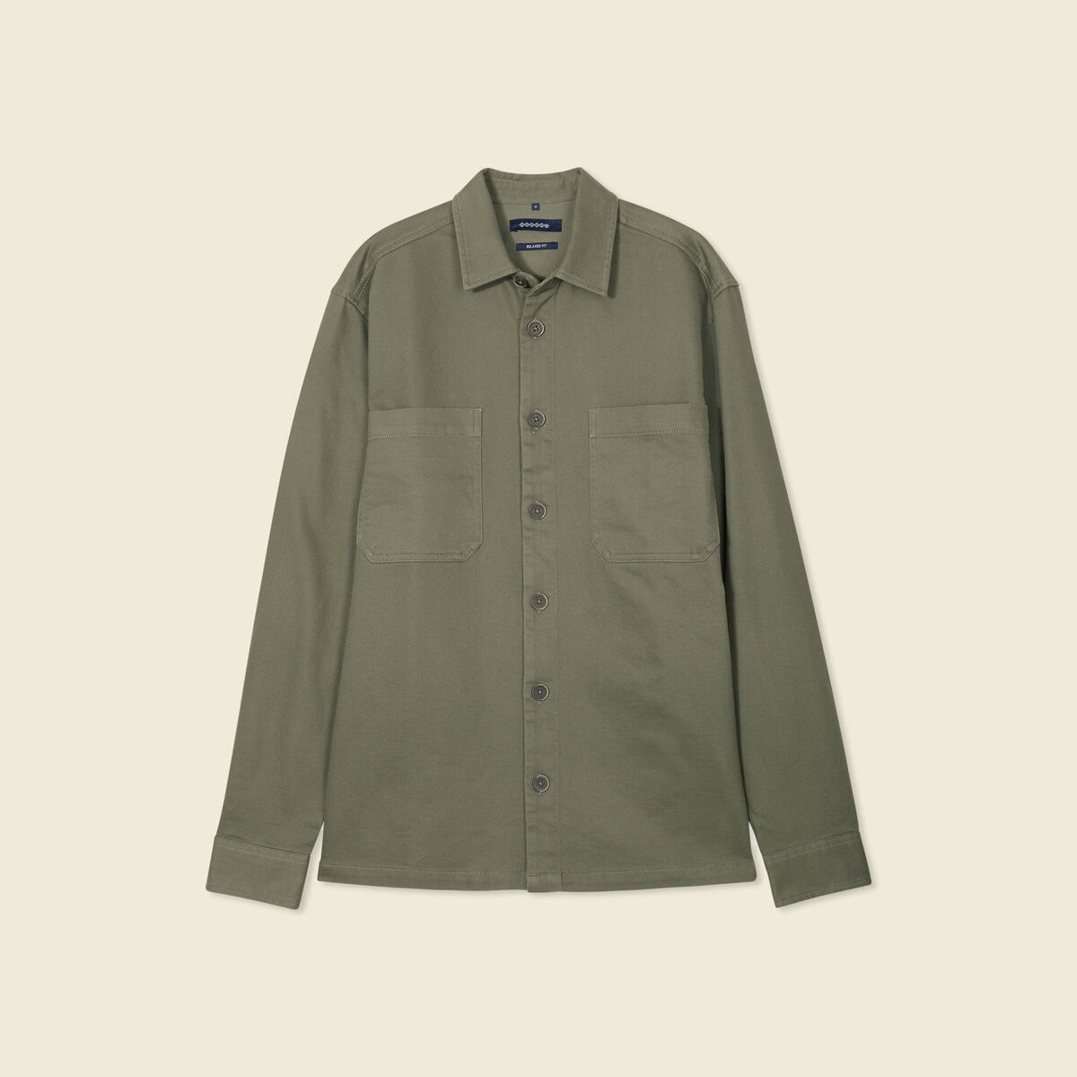 Surchemise manches longues vert kaki homme