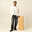 Surchemise droite longue col am&eacute;ricain ecru homme