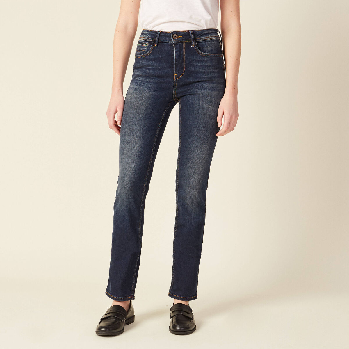 Jeans Demi - regular taille haute denim brut femme