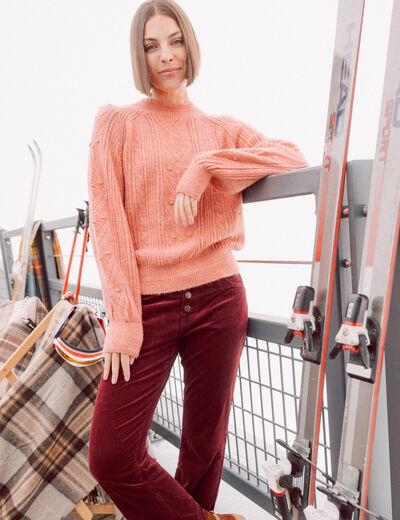 Pull manches longues rose femme